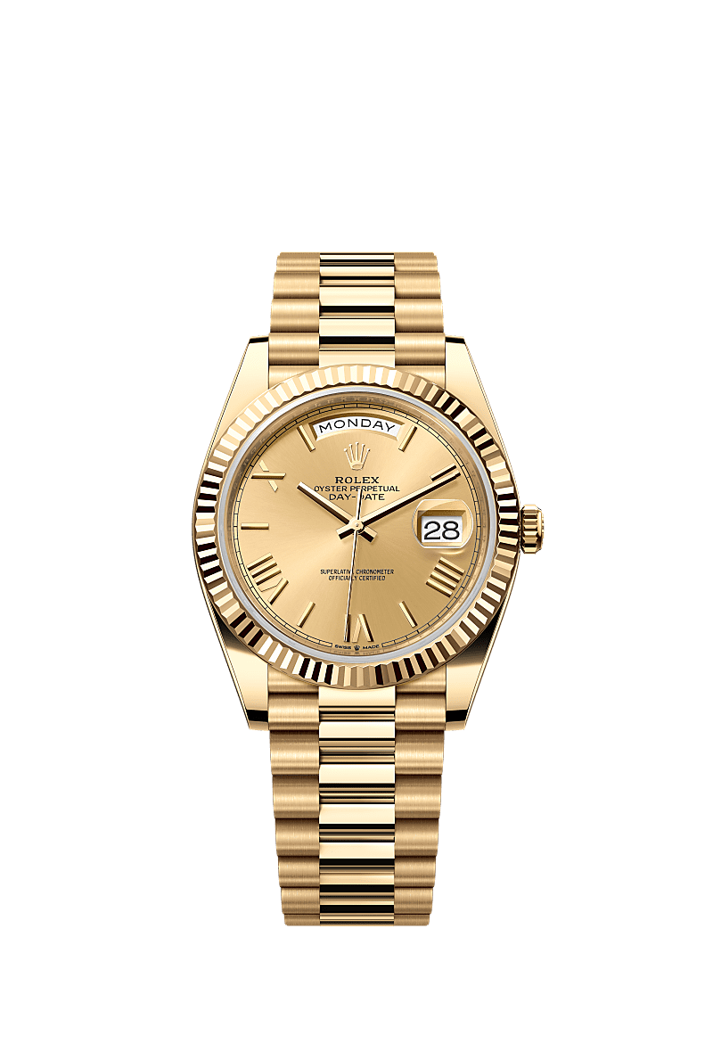 Daydate 228238 40mm Fluted Bezel Roman Number Gold AAA Quality Watch