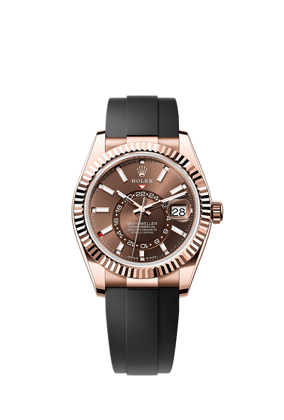 42mm Sky-Dweller 336235 RoseGold Case Black Rubber Belt Automatic Watch