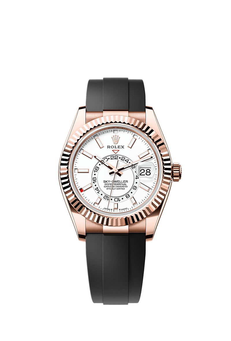 42mm Sky-Dweller 336235 RoseGold Case Black Rubber Belt Automatic Watch