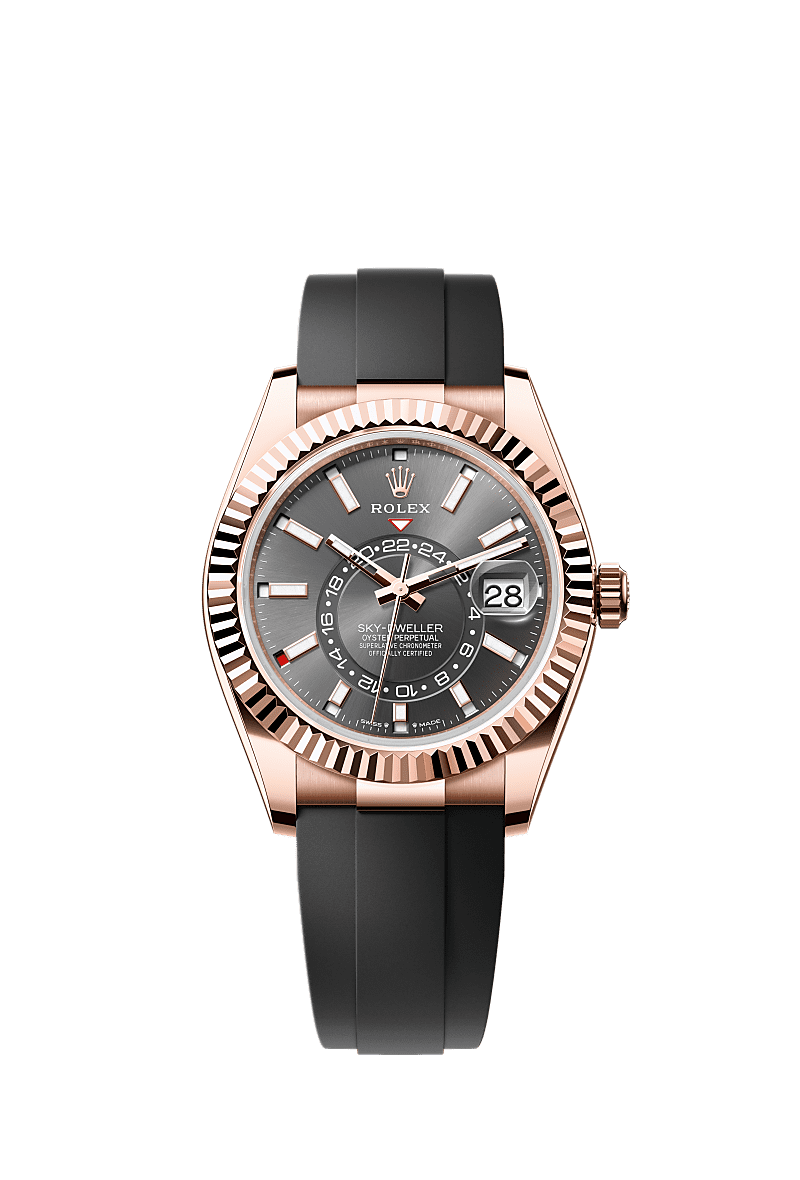 42mm Sky-Dweller 336235 RoseGold Case Black Rubber Belt Automatic Watch