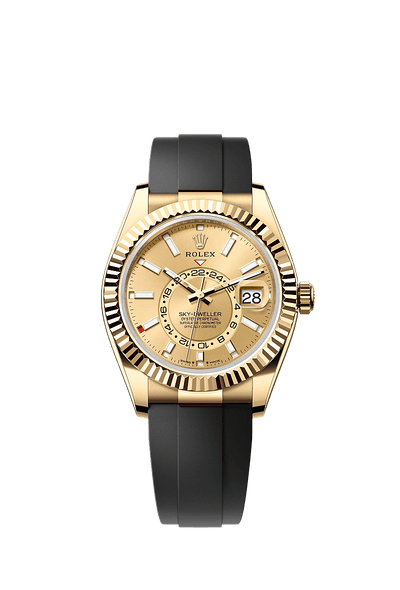 42mm Sky-Dweller 336238 Golden Case Rubber Belt Automatic Watch