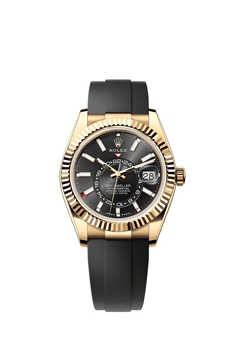 42mm Sky-Dweller 336238 Golden Case Rubber Belt Automatic Watch