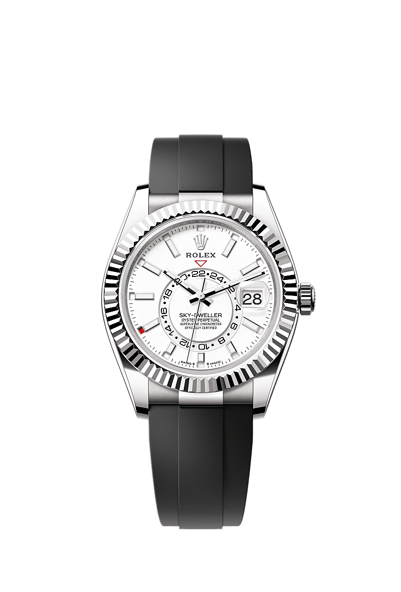 42mm Sky-Dweller 336239 Silver Case Rubber Belt Automatic Watch